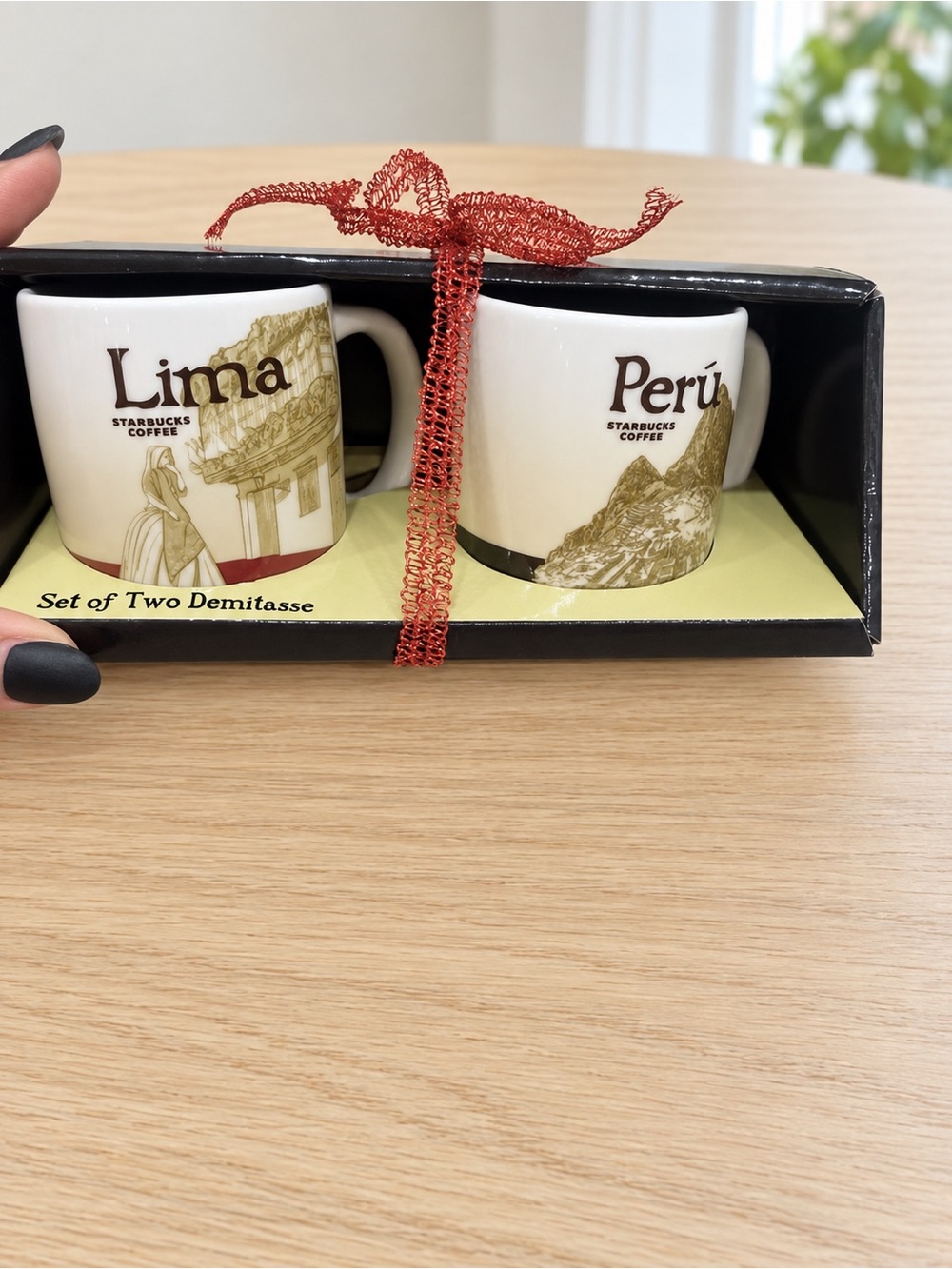 Starbucks White & Brown Lima and Peru Demitasse Mug Set